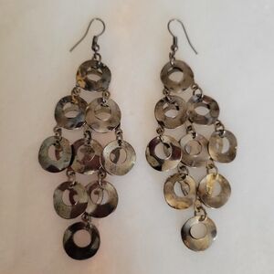 Statement Earrings. 3 And 1/2 Inches Long Dangle Earrings With A Gunmetal Finish